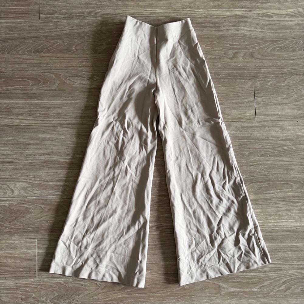 Quince Ultra Stretch Ponte Super Wide Leg Pants Small Ecru - Picture 10 of 10